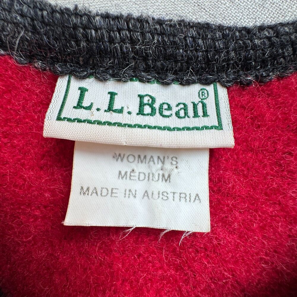 Vintage L.L. Bean Women’s M Red Boiled Wool Jacket Austria Silver Buttons Trim - Picture 3 of 11